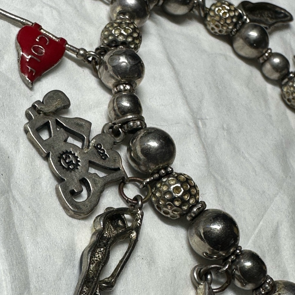 Vintage Charming Sterling Silver golf themed Charm Bracelet - Picture 8 of 16